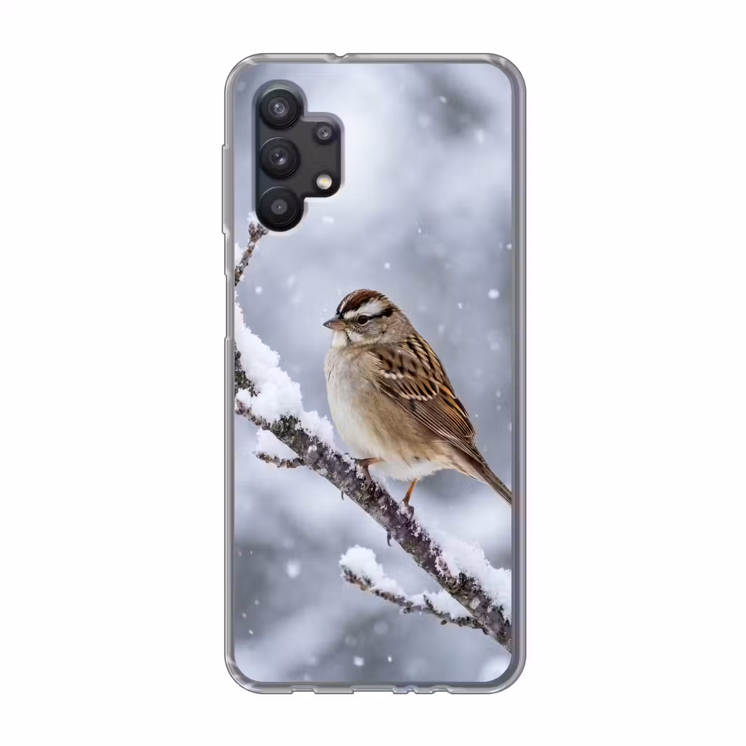 Vogel - Tak - Sneeuw - Winter Telefoonhoesje Samsung Galaxy A32 5G klein -3d
