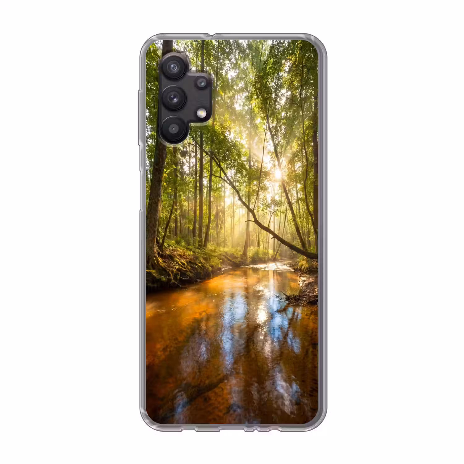 Bos - Beek - Zonlicht - Natuur - Groen Telefoonhoesje Samsung Galaxy A32 5G klein -3d