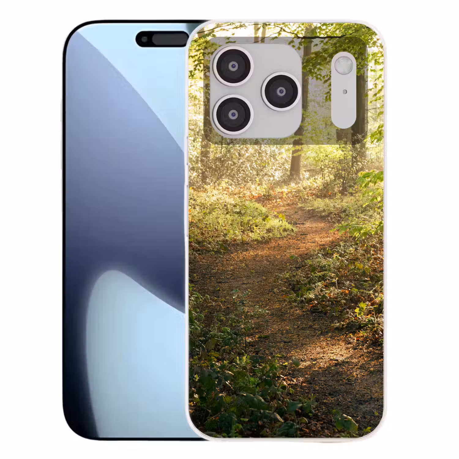 Bos - Bomen - Pad - Zon - Planten - Bladeren - Natuur Telefoonhoesje iPhone 17 Pro klein -3d