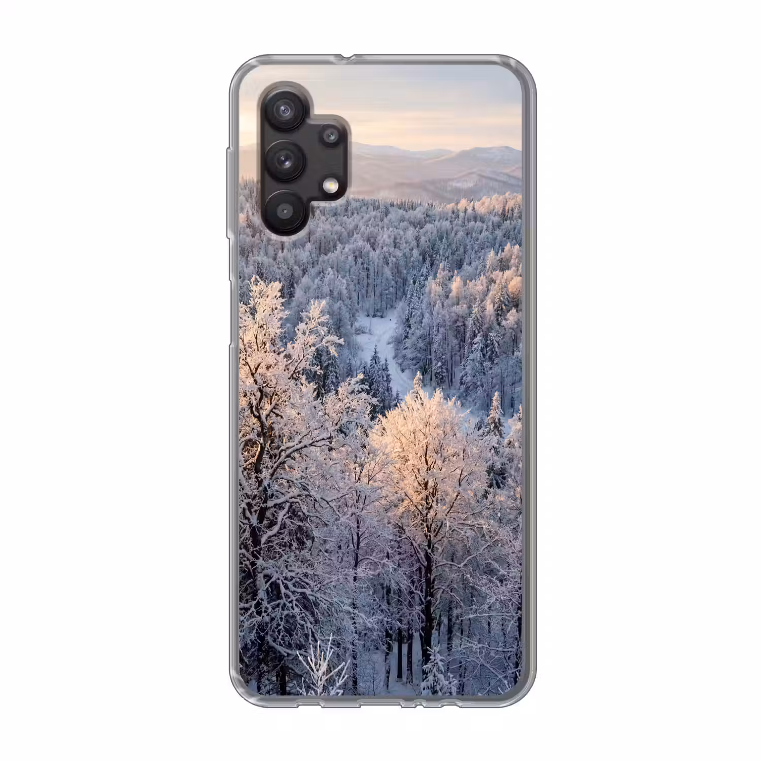 Bos - Bergen - Goud - Winter - Warm Telefoonhoesje Samsung Galaxy A32 5G klein -3d