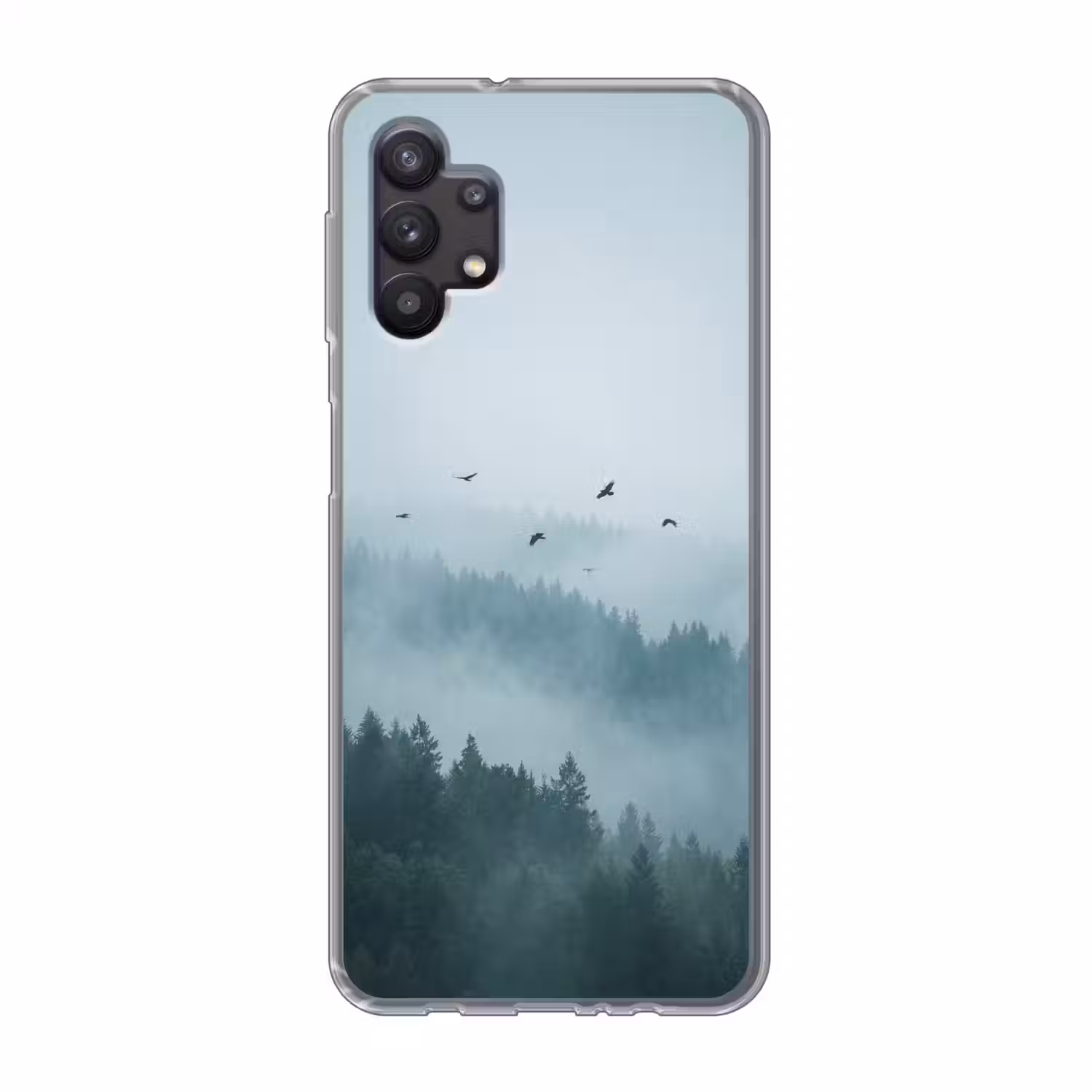 Bos - Mist - Vogels - Natuur - Groen Telefoonhoesje Samsung Galaxy A32 5G klein -3d