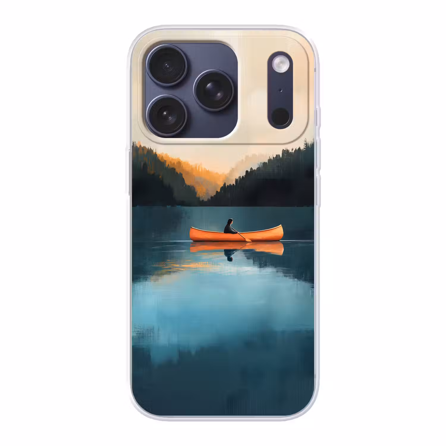Bossen - Meer - Kano - Oranje Telefoonhoesje iPhone 17 Pro klein -3d