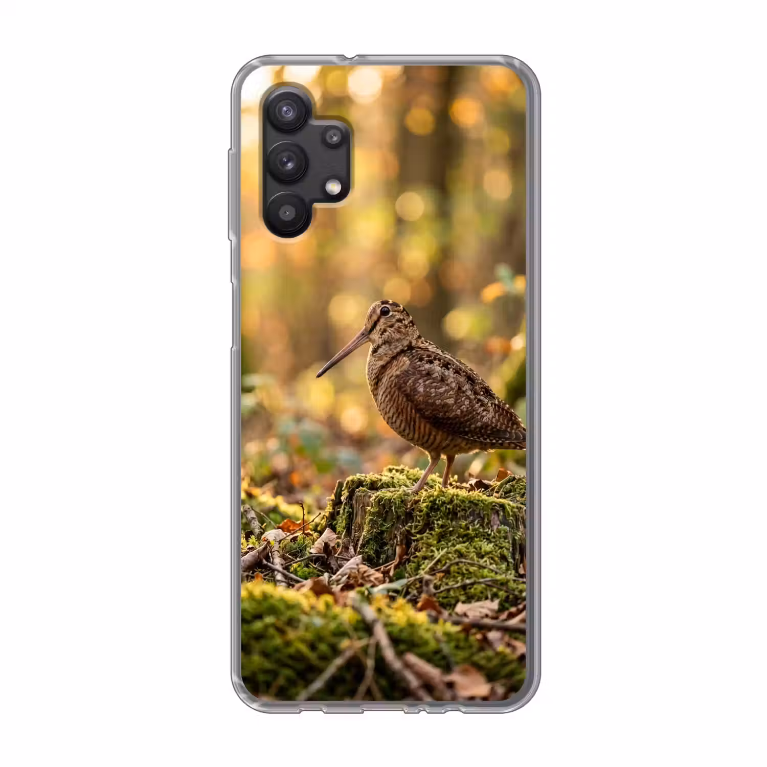 Houtsnip - Bos - Bladeren - Herfst - Gecamoufleerd Telefoonhoesje Samsung Galaxy A32 5G klein -3d