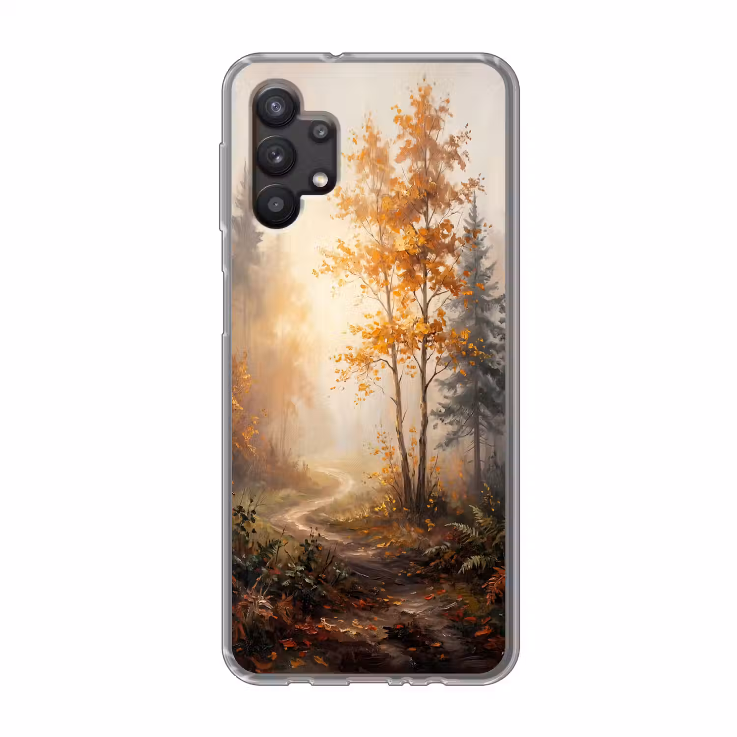 Bospad - Herfstbladeren - Natuur - Schilderachtig - Oranje Telefoonhoesje Samsung Galaxy A32 5G klein -3d