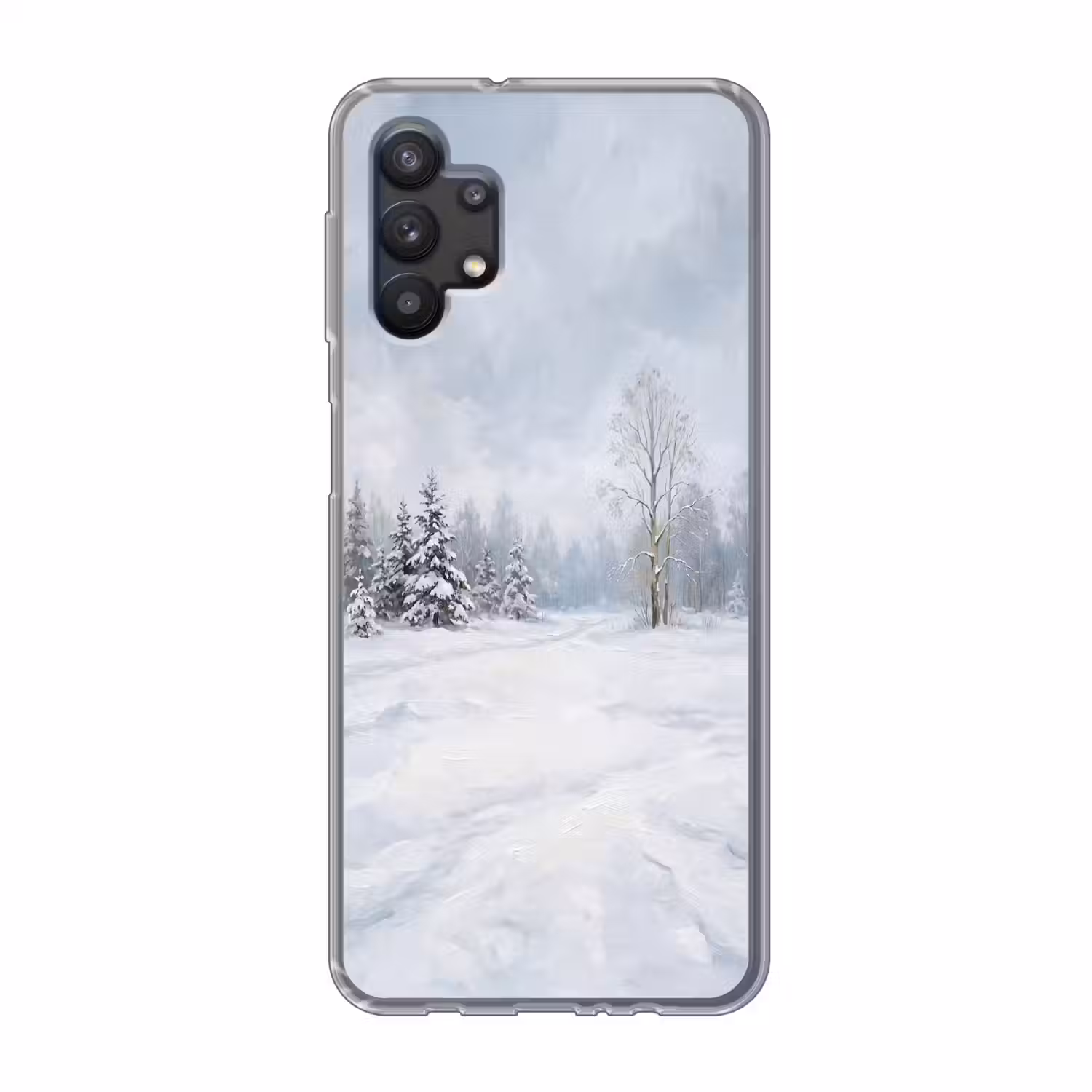 Bospad - Dennen - Sneeuw - Winter - Rustgevend Telefoonhoesje Samsung Galaxy A32 5G klein -3d