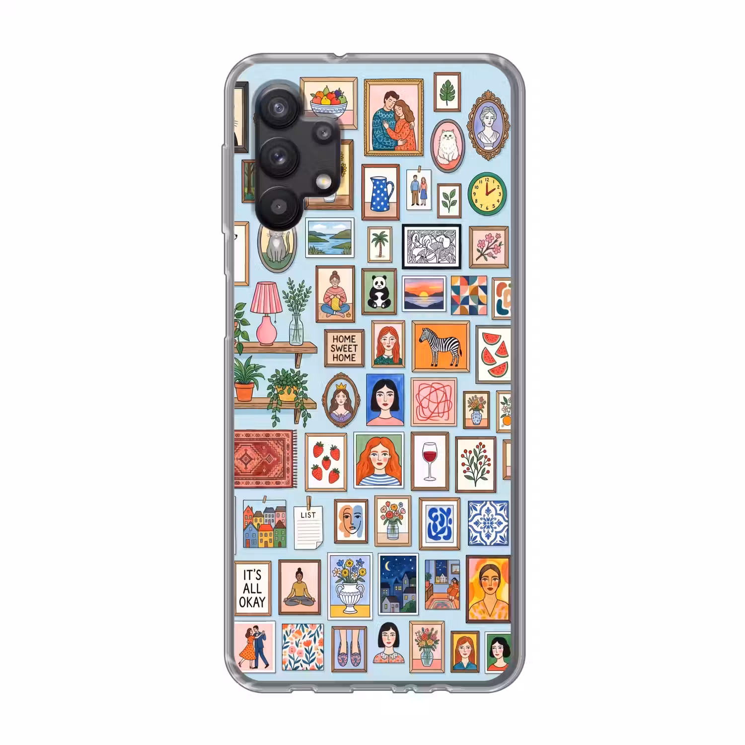 Wanddecoratie - Collectie - Huis - Illustratief - Kleurrijk Telefoonhoesje Samsung Galaxy A32 5G klein -3d