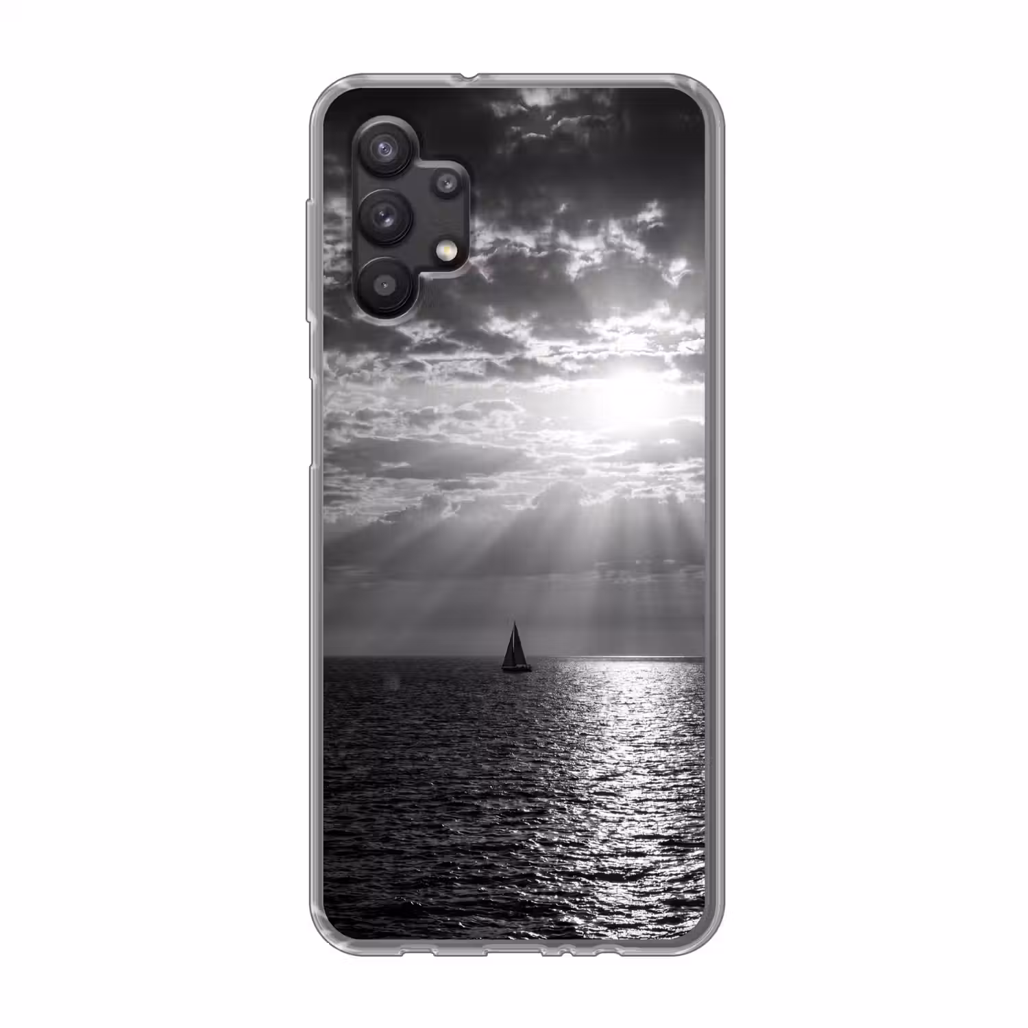 Water - Boot - Lucht - Natuur - Zwart-wit Telefoonhoesje Samsung Galaxy A32 5G klein -3d