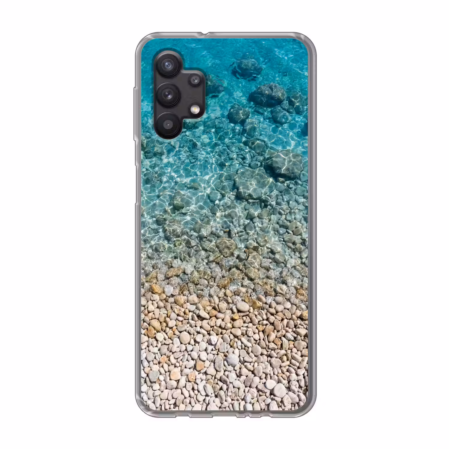 Water - Kiezels - Natuur - Levendig - Turkoois Telefoonhoesje Samsung Galaxy A32 5G klein -3d