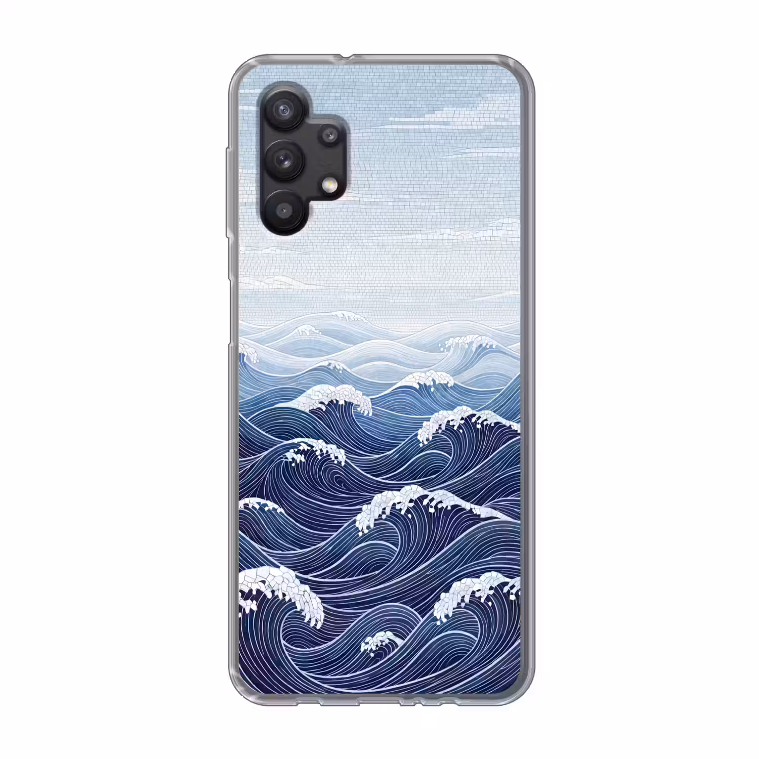Water - Mozaïek - Landschap - Modern - Blauw Telefoonhoesje Samsung Galaxy A32 5G klein -3d