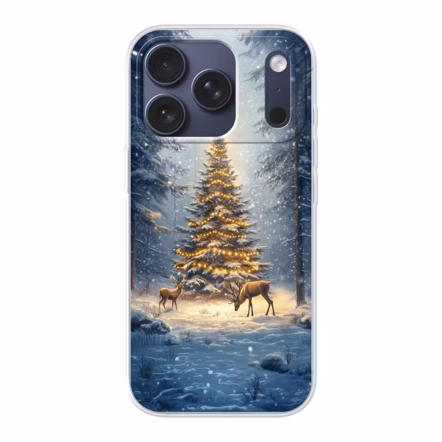 Kerstlicht - Woud - Hert - Donker Telefoonhoesje iPhone 17 Pro klein -3d