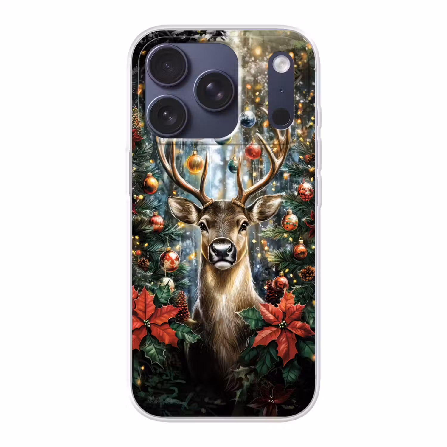 Kerstfeest - Dennenbos - Rood Telefoonhoesje iPhone 17 Pro klein -3d