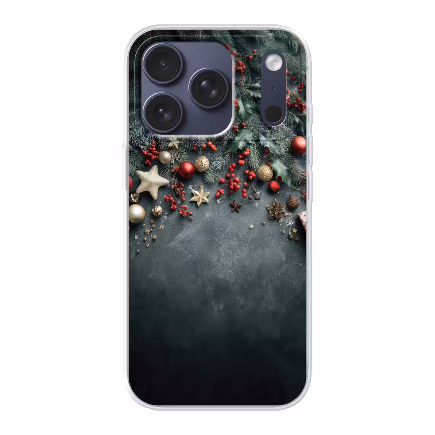Kerstomlijsting - Hulst - Kleurrijk Telefoonhoesje iPhone 17 Pro klein -3d