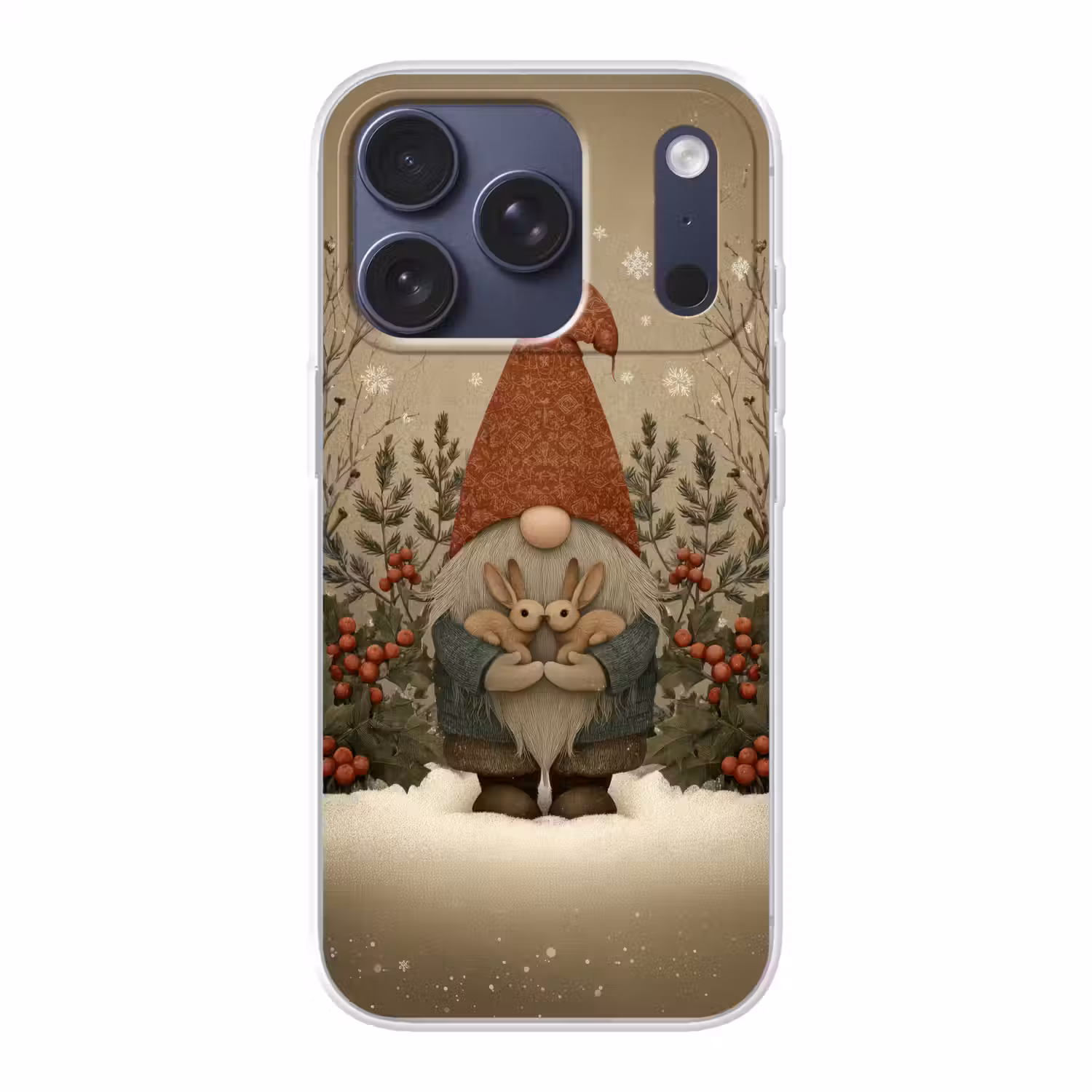 Kerstgnome - Konijntjes - Kleurrijk Telefoonhoesje iPhone 17 Pro klein -3d