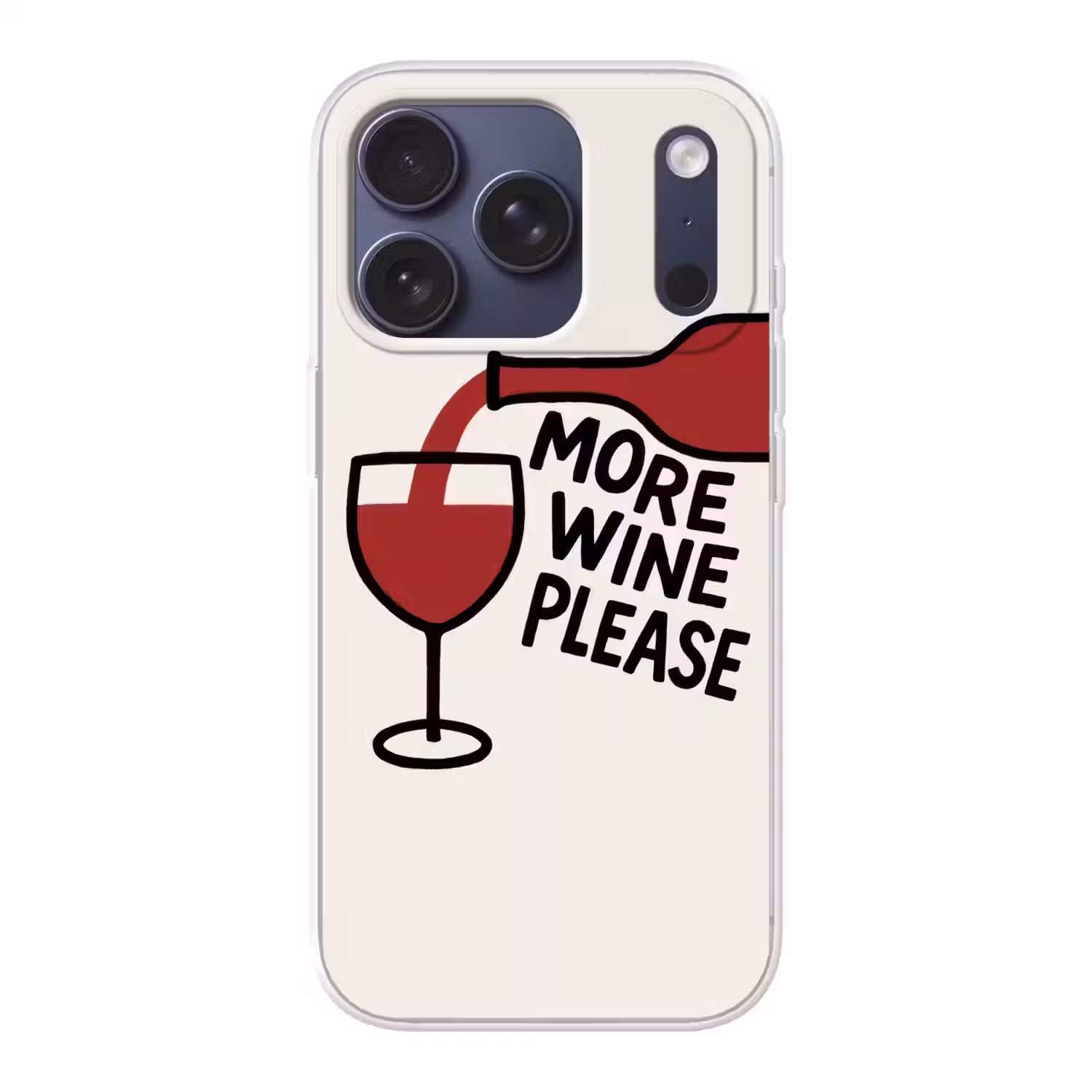 Wijnfles - Quote - Rood - Glas Telefoonhoesje iPhone 17 Pro klein -3d