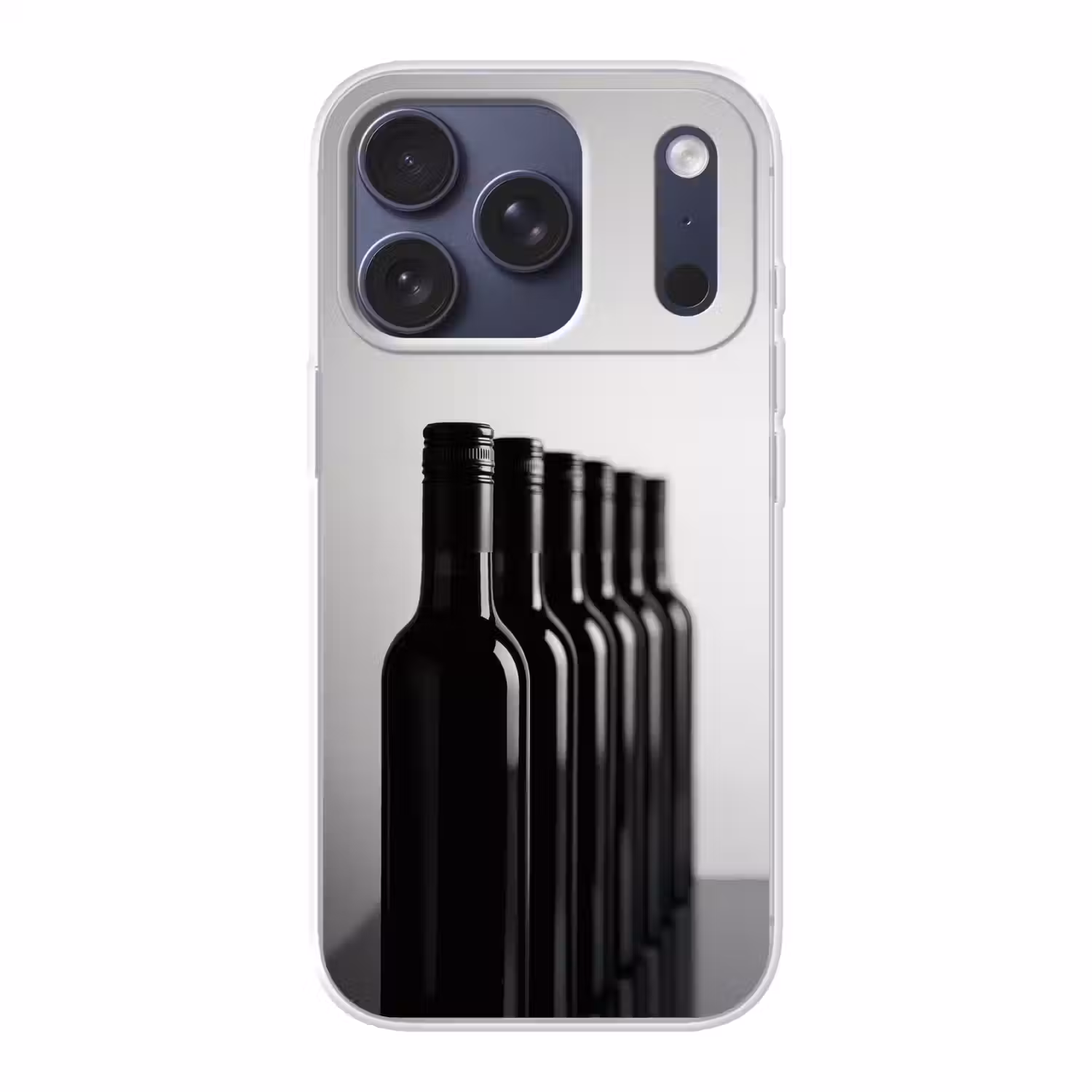 Wijnflessen - Zwart - Minimalistisch Telefoonhoesje iPhone 17 Pro klein -3d
