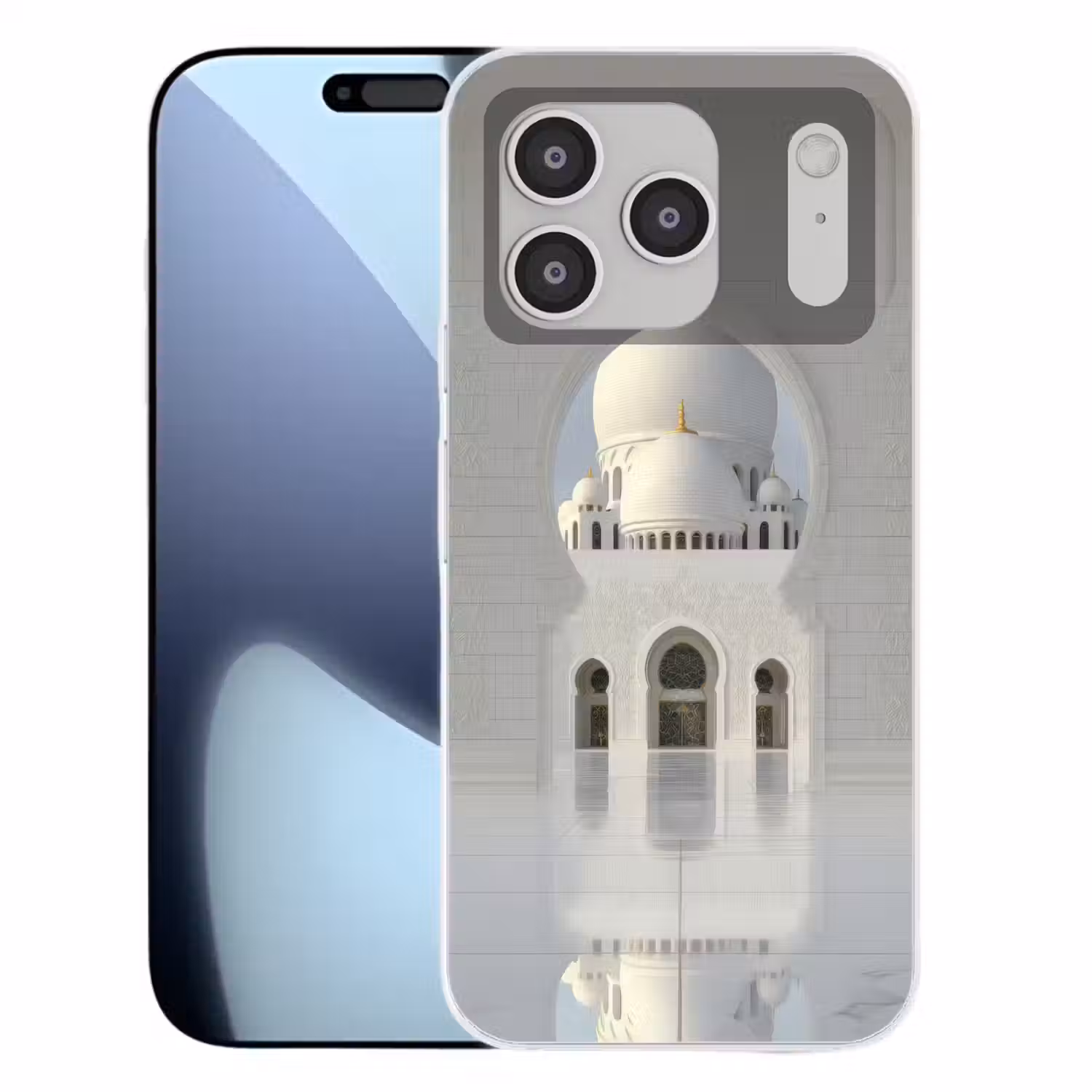Witte koepel - Gouden Details - Moskee Telefoonhoesje iPhone 17 Pro klein -3d