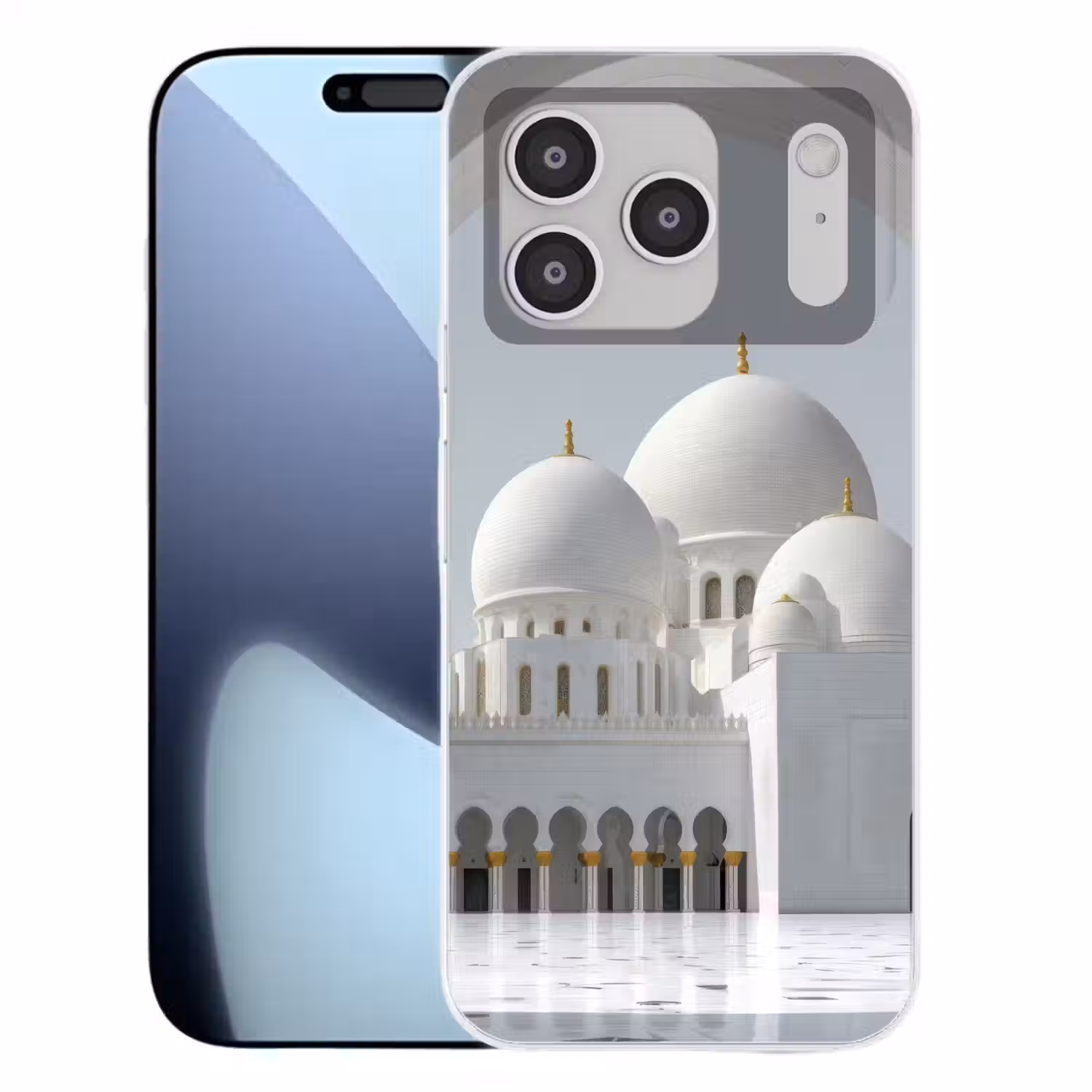 Witte koepels - Helderblauwe lucht - Islamitisch Telefoonhoesje iPhone 17 Pro klein -3d