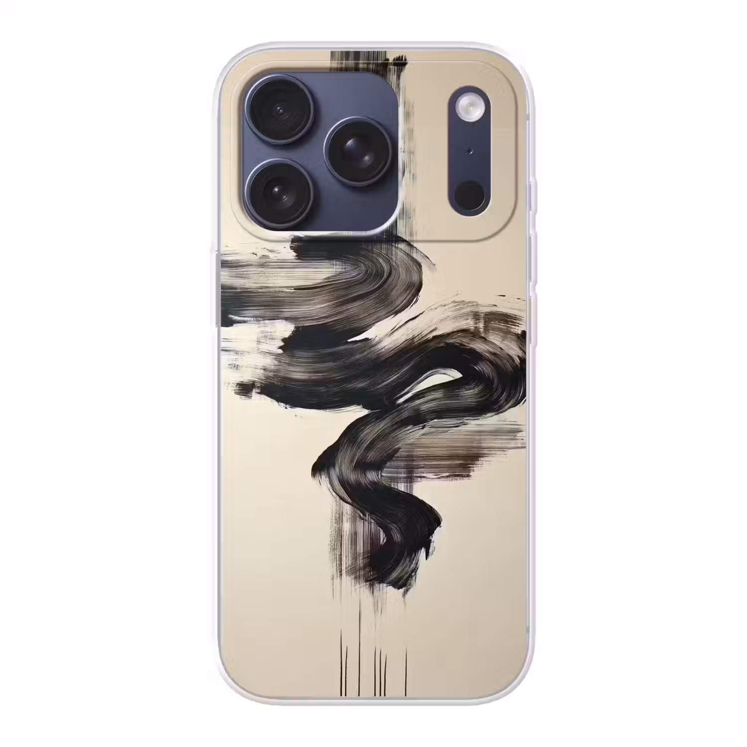 Golven - Penseelstreken - Beige - Minimalistisch Telefoonhoesje iPhone 17 Pro klein -3d
