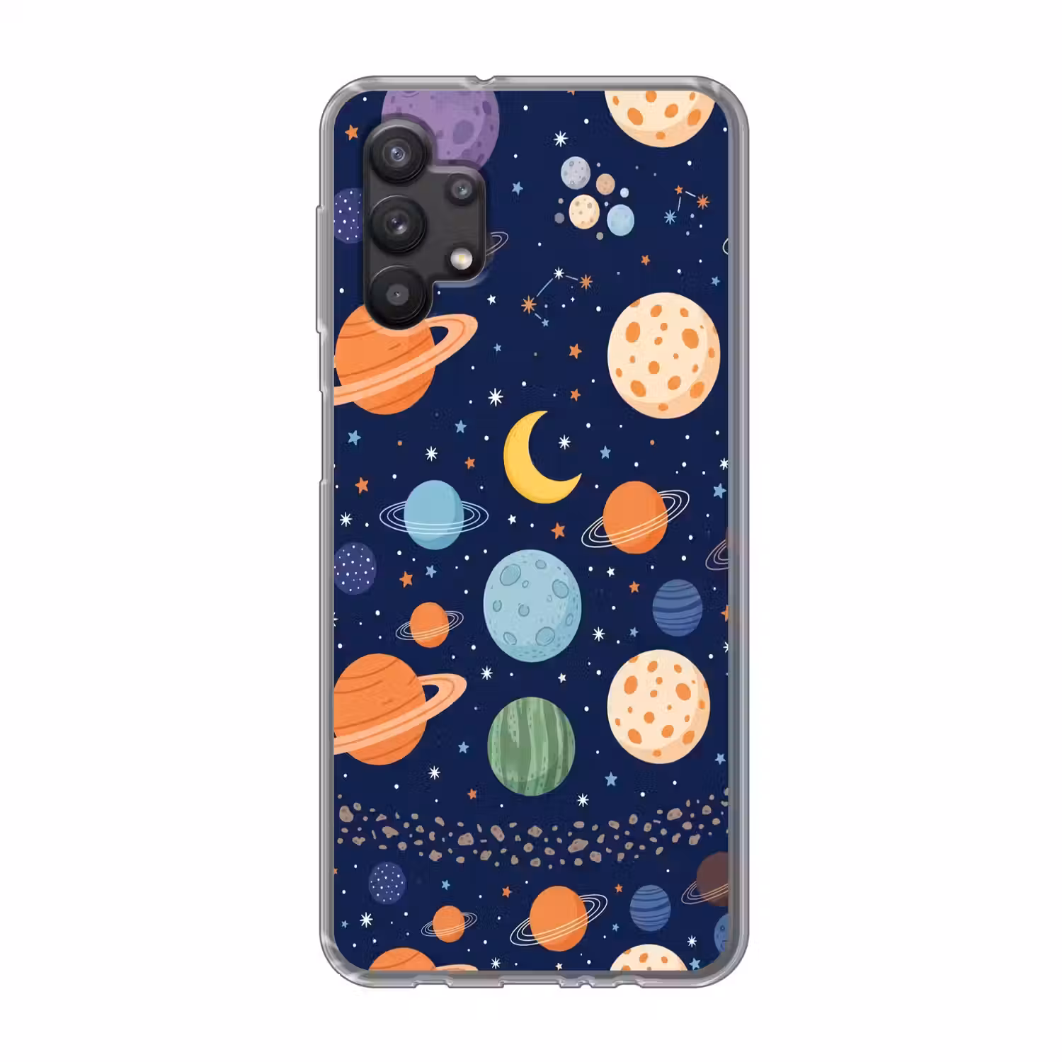 Ruimte - Planeten - Kleurrijk Telefoonhoesje Samsung Galaxy A32 5G klein -3d