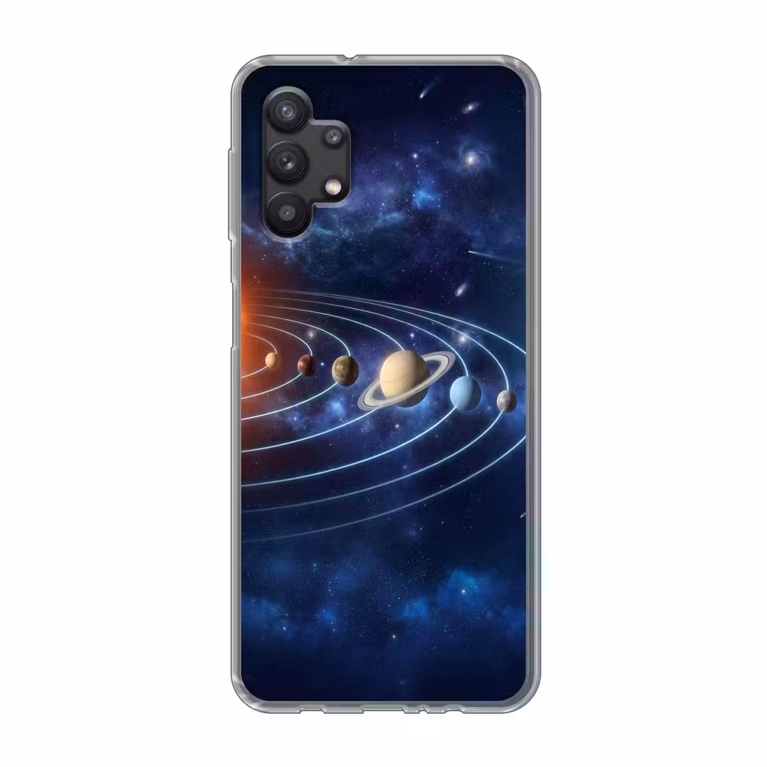 Ruimte - Zonnestelsel - Blauw Telefoonhoesje Samsung Galaxy A32 5G klein -3d