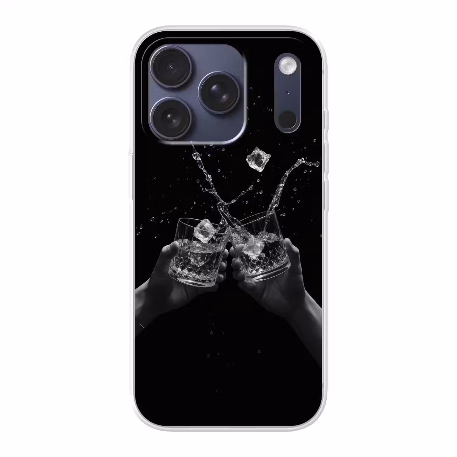 Whiskyglazen - Ijs - Spetters - Zwart Telefoonhoesje iPhone 17 Pro klein -3d