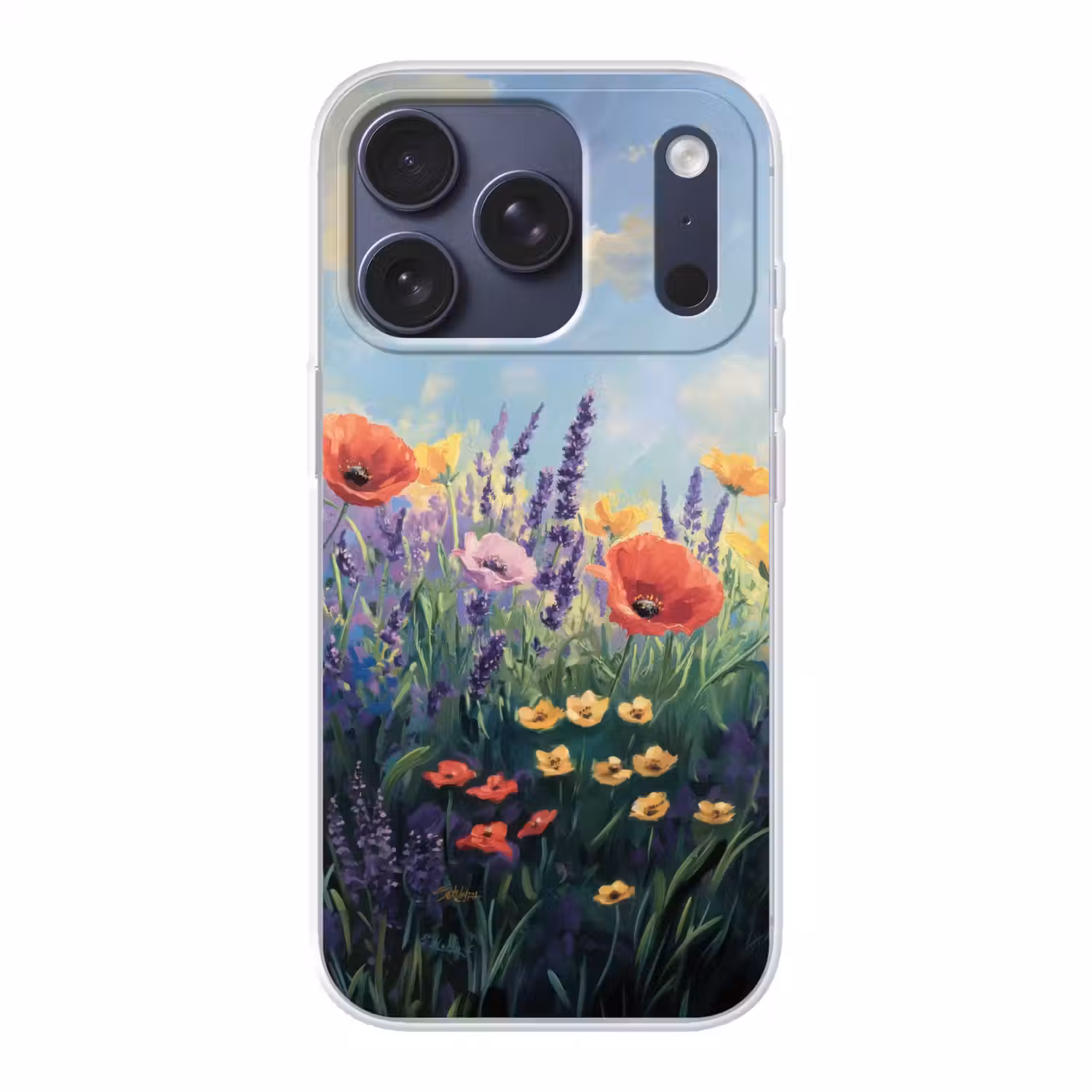 Weide - Bloemen - Kleurrijk Telefoonhoesje iPhone 17 Pro klein -3d