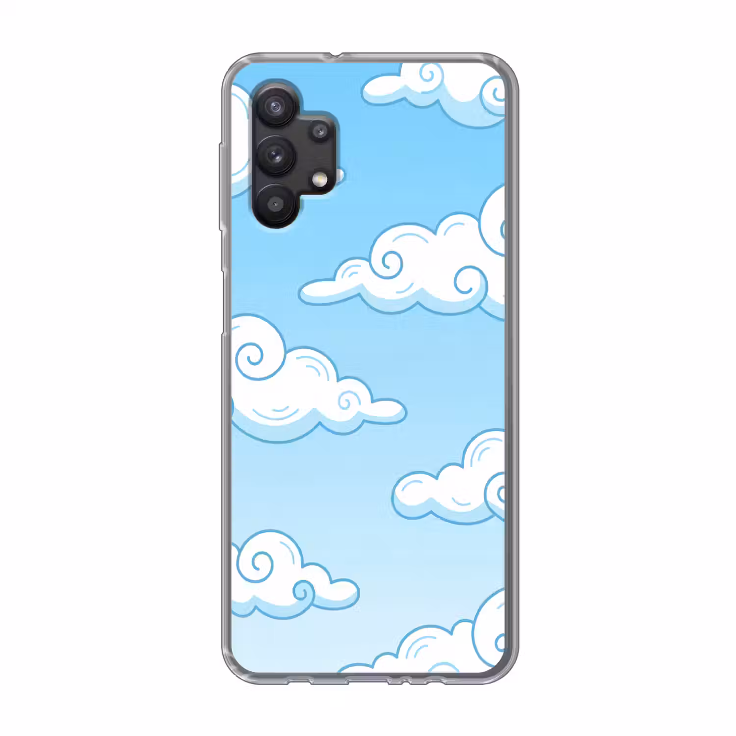 Wolk - Lucht - Cartoon - Blauw - Wit Telefoonhoesje Samsung Galaxy A32 5G klein -3d