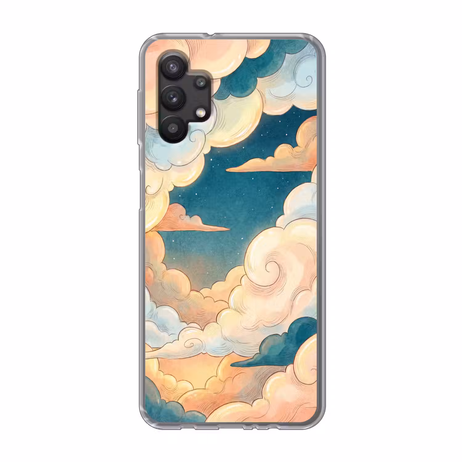 Wolk - Lucht - Natuur - Illustratief - Oranje Telefoonhoesje Samsung Galaxy A32 5G klein -3d