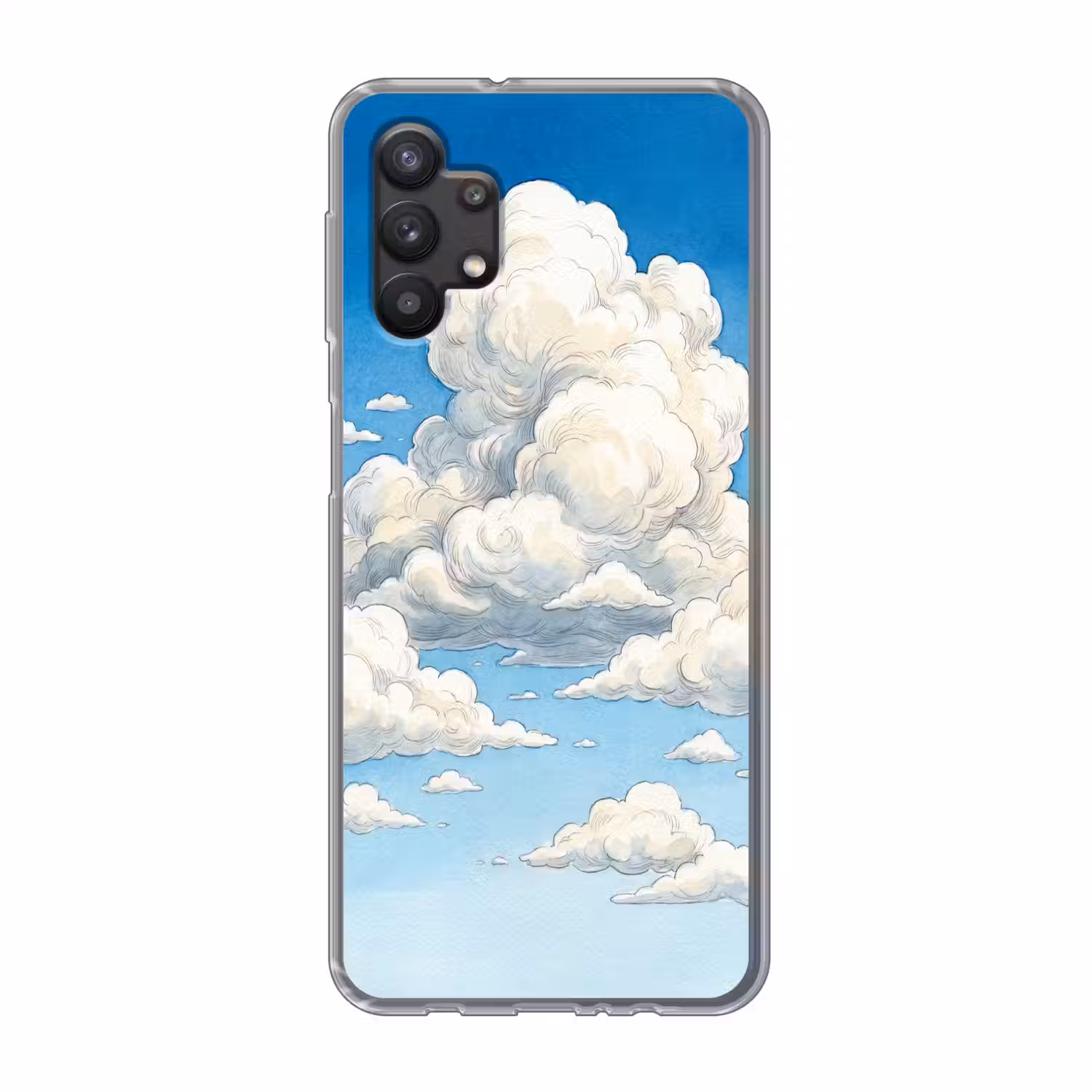Wolken - Blauwe lucht - Natuur - Modern - Wit Telefoonhoesje Samsung Galaxy A32 5G klein -3d
