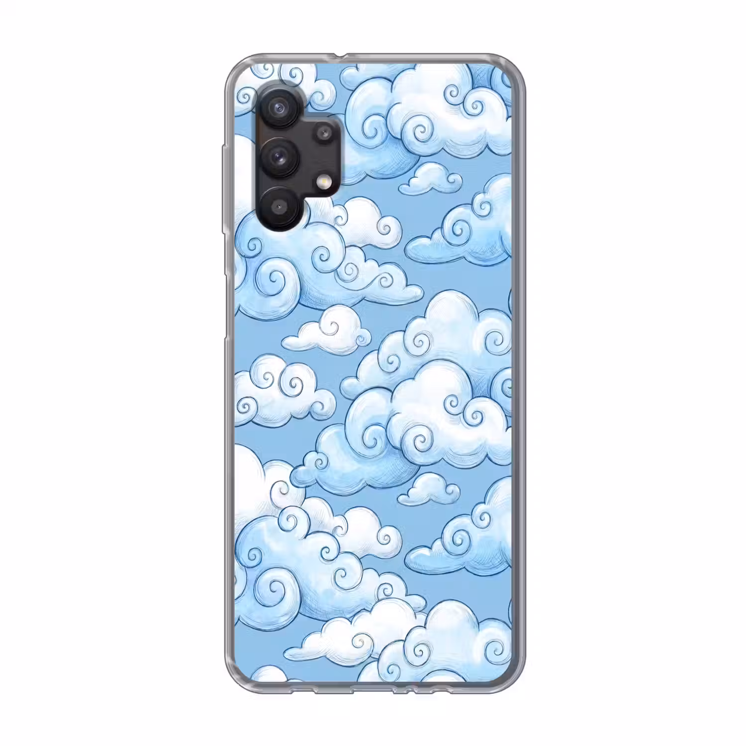 Wolken - Patroon - Hemel - Illustratie - Wit Telefoonhoesje Samsung Galaxy A32 5G klein -3d