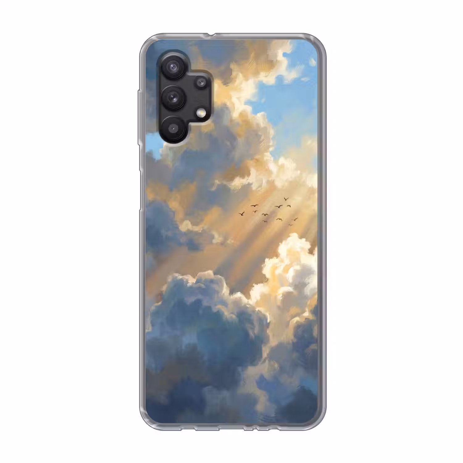 Wolken - Zonnestralen - Natuur - Abstract - Blauw Telefoonhoesje Samsung Galaxy A32 5G klein -3d