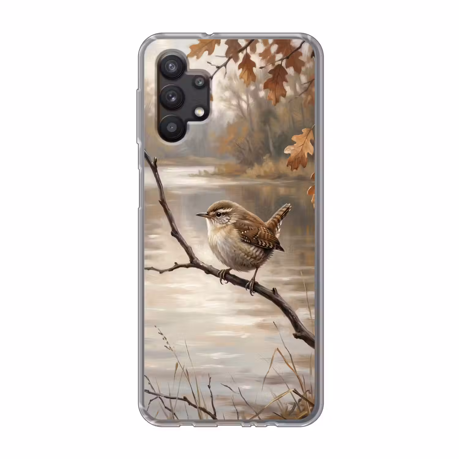 Winterkoninkje - Tak - Rivier - Natuur - Sfeervol Telefoonhoesje Samsung Galaxy A32 5G klein -3d