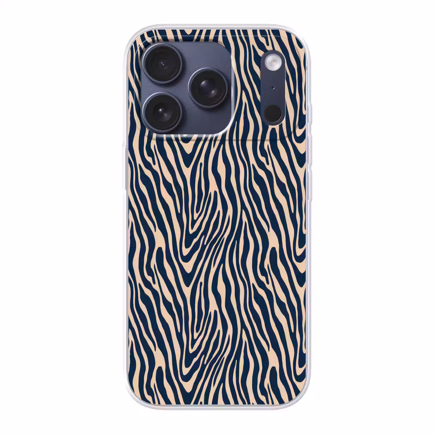 Zebra - Patroon - Blauw - Beige Telefoonhoesje iPhone 17 Pro klein 878 -3d