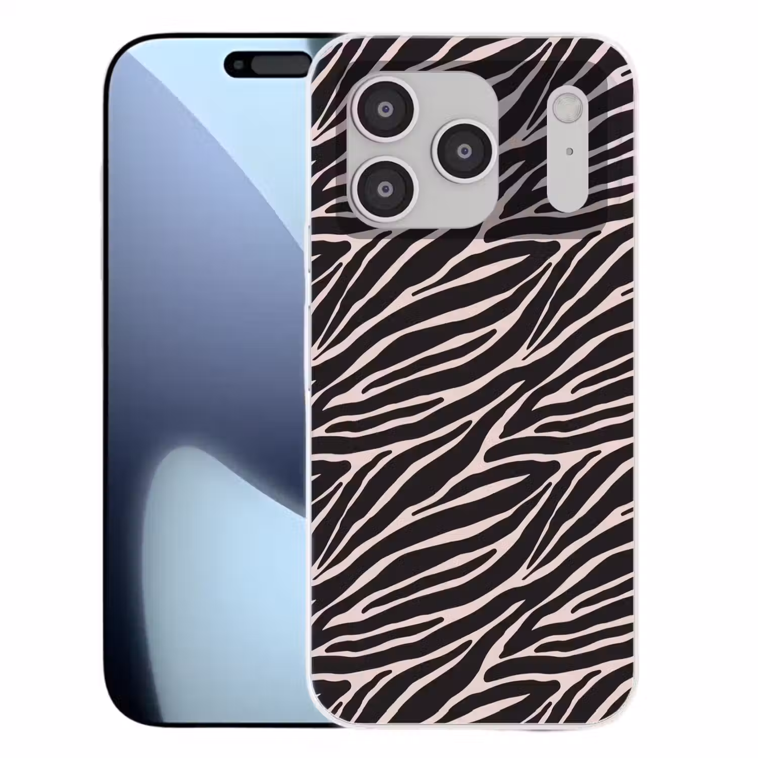 Zebra - Zwart - Roze Telefoonhoesje iPhone 17 Pro klein 878 -3d