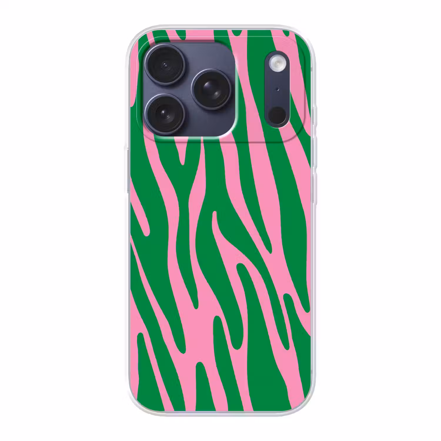 Zebraprint - Roze - Groen - Dierenprint - Kleurrijk Telefoonhoesje iPhone 17 Pro klein -3d