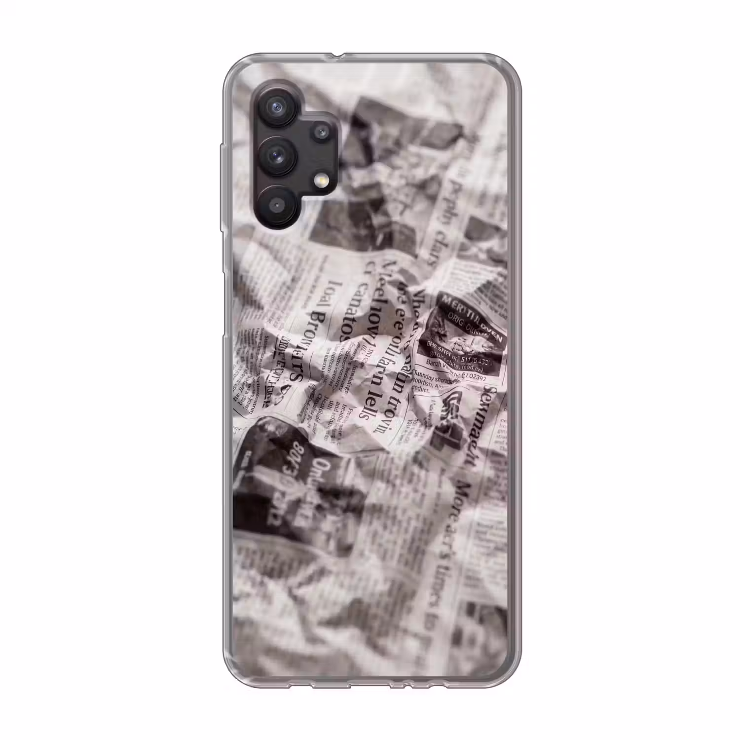 Krant - Gekreukeld - Textuur - Vintage - Zwart-wit Telefoonhoesje Samsung Galaxy A32 5G klein -3d