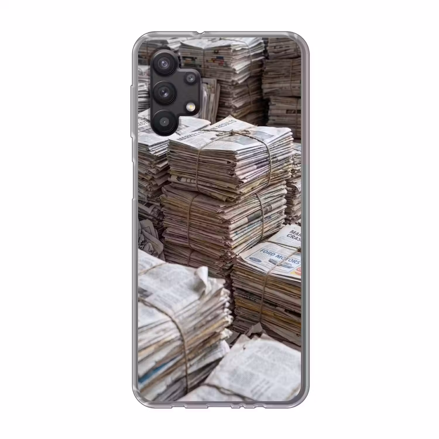 Kranten - Stapels - Touw - Informatie - Vintage Telefoonhoesje Samsung Galaxy A32 5G klein -3d