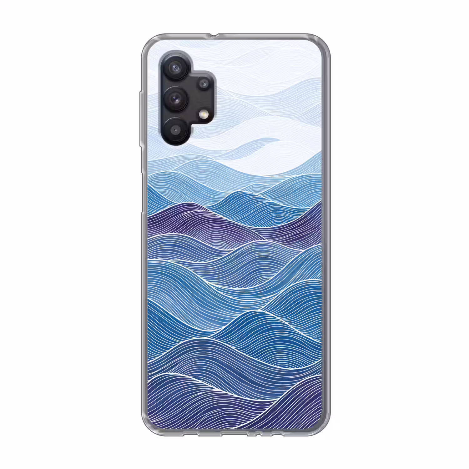 Abstract - Golven - Patroon - Blauw - Modern Telefoonhoesje Samsung Galaxy A32 5G klein -3d