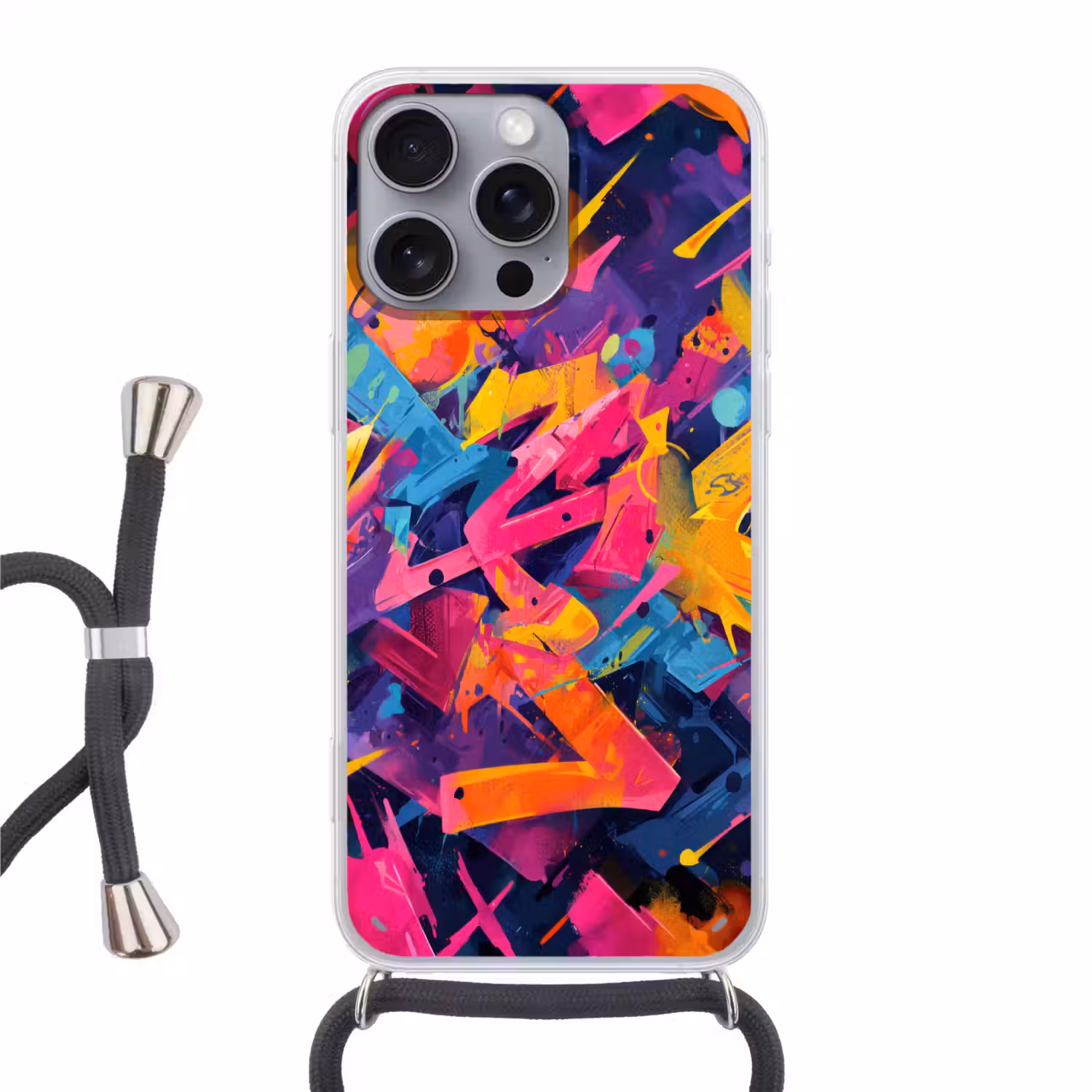 Abstract - Vormen - Kleurrijk Hoesje iPhone 16 Pro Max met koord klein -3d