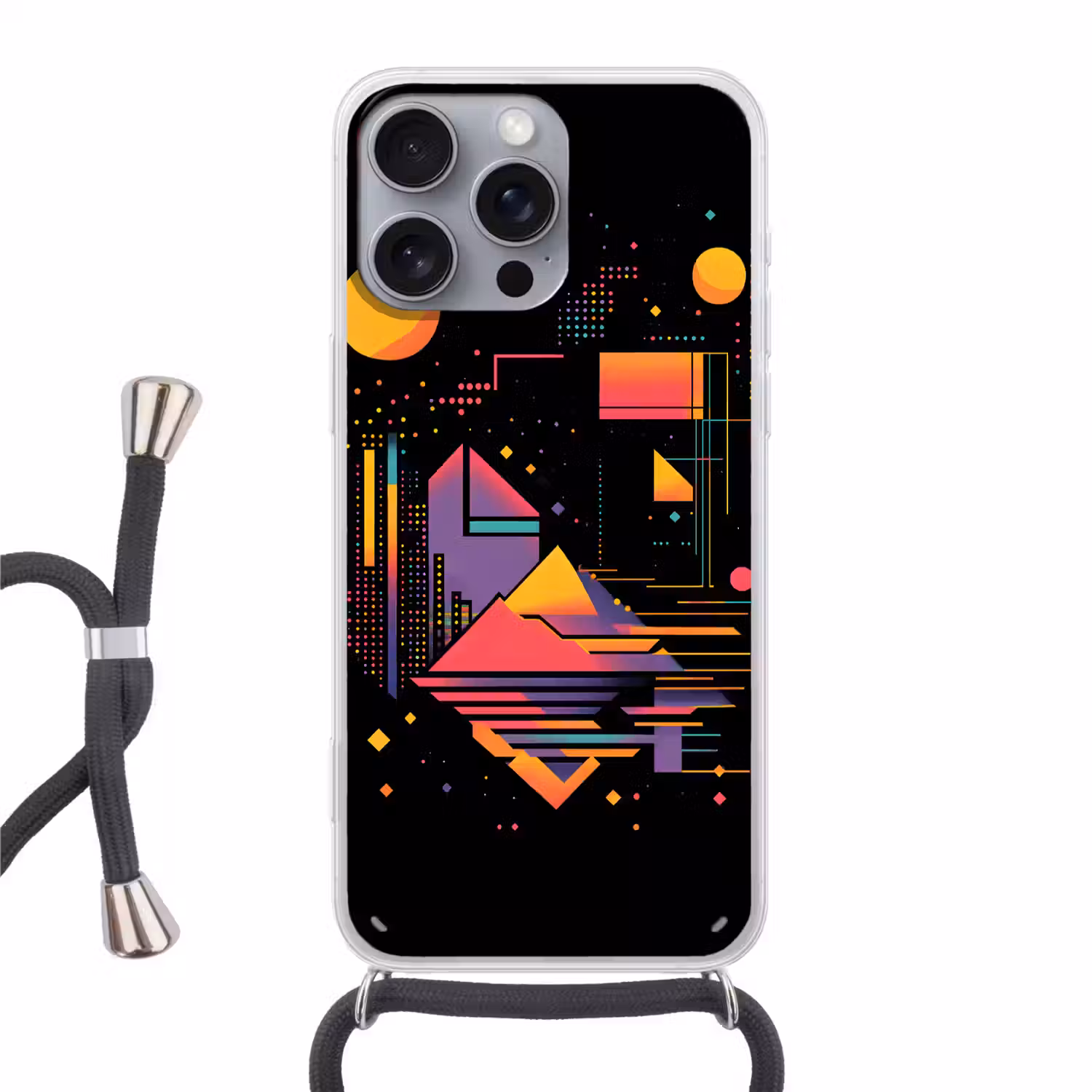 Abstract - Vormen - Lijnen - Kleurrijk Hoesje iPhone 16 Pro Max met koord klein -3d