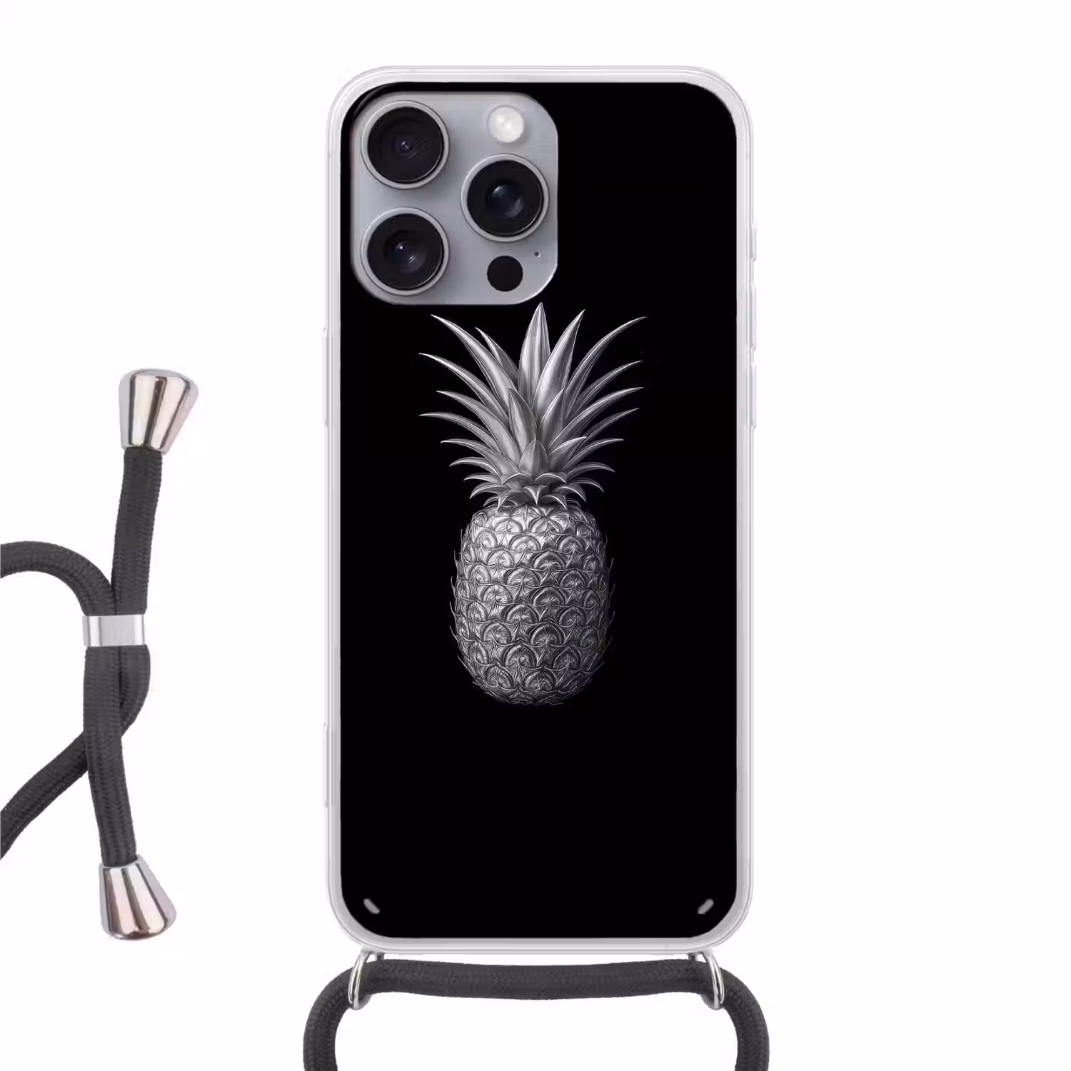 Ananas - Gedetailleerd - Bladeren Hoesje iPhone 16 Pro Max met koord klein -3d
