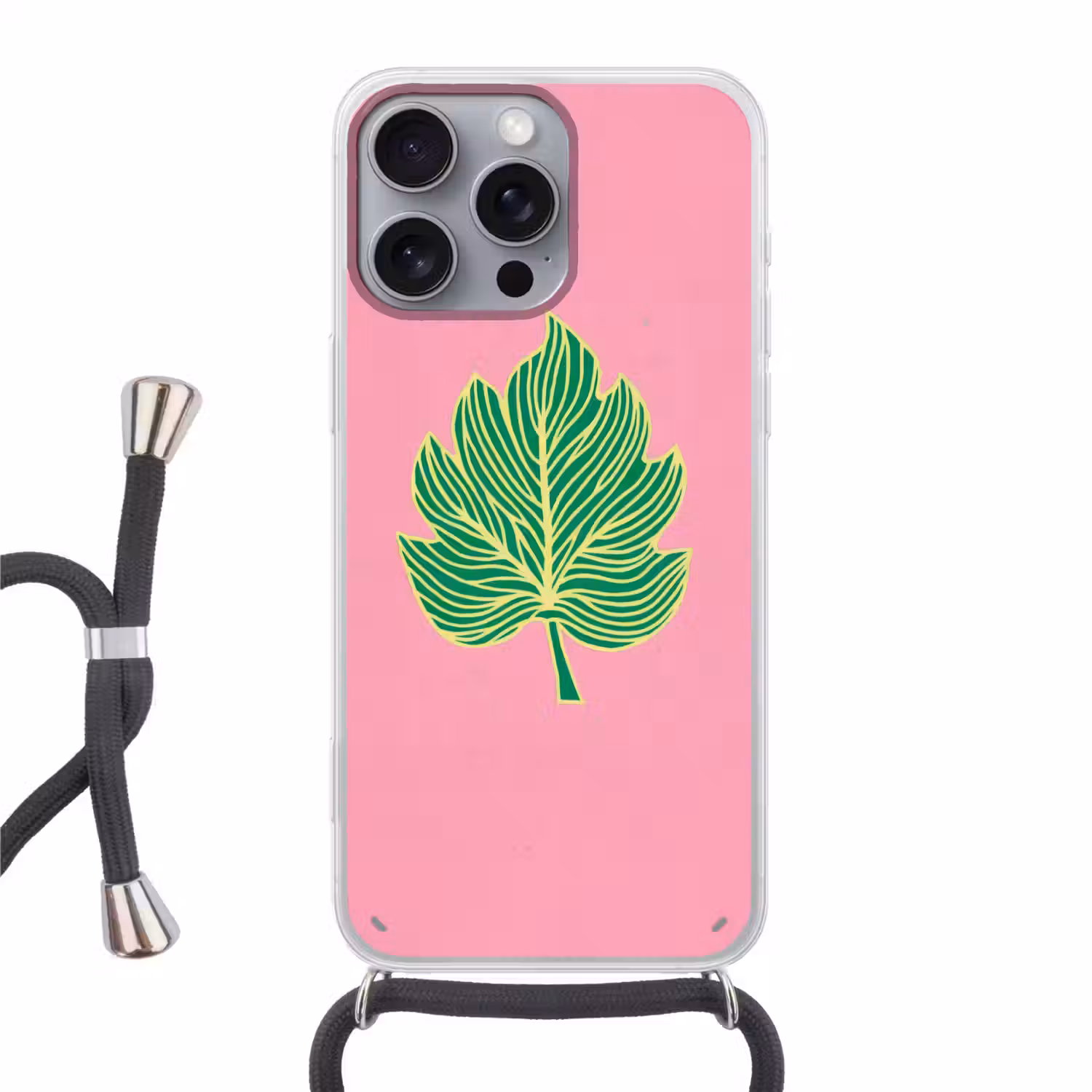 Blad - Groen - Illustratie - Minimalistisch Hoesje iPhone 16 Pro Max met koord klein -3d