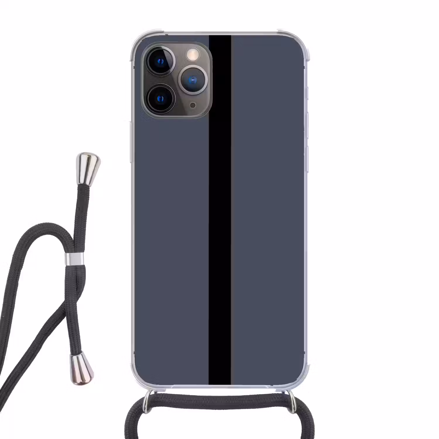 Blauw - Zwart - Streep - Minimalistisch Hoesje iPhone 12 Pro met koord klein -3d