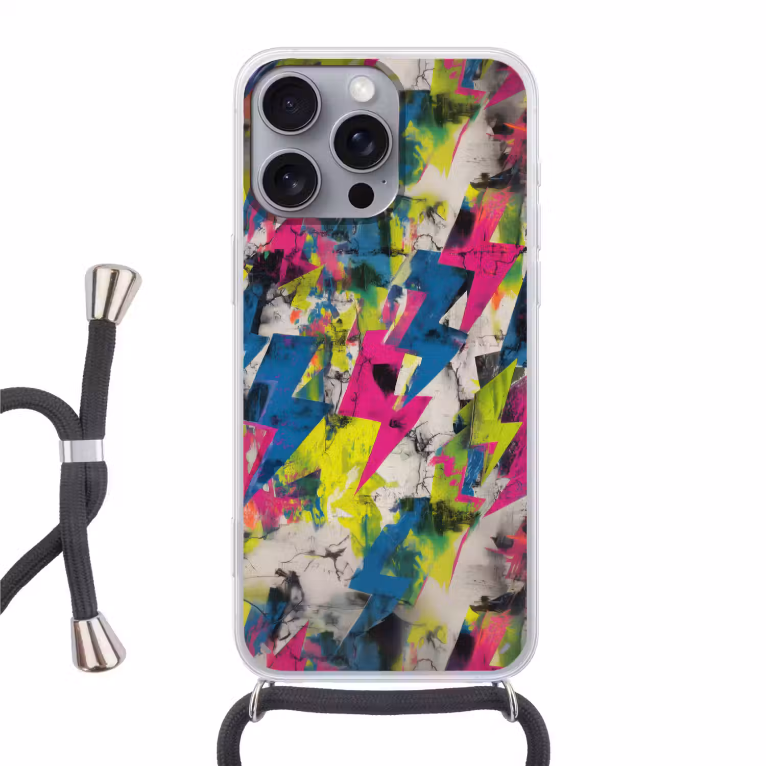 Bliksemschichten - Patroon - Marmer - Kleuren Hoesje iPhone 16 Pro Max met koord klein -3d