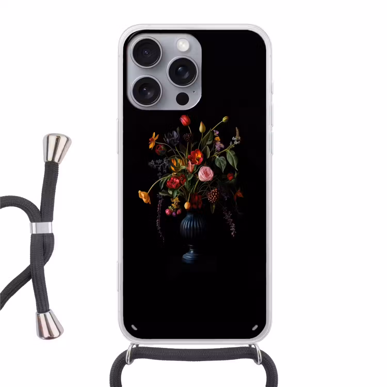 Bloemen - Bessen - Klassiek Hoesje iPhone 16 Pro Max met koord klein -3d