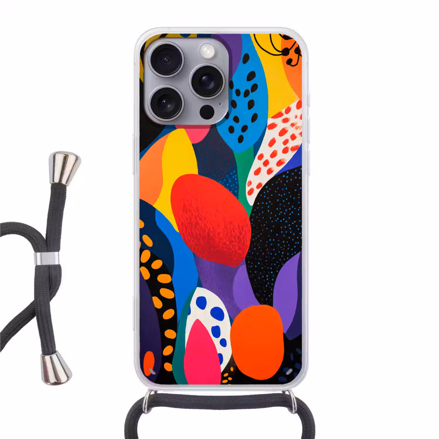 Bloemen - Bladeren - Abstract - Rood Hoesje iPhone 16 Pro Max met koord klein -3d