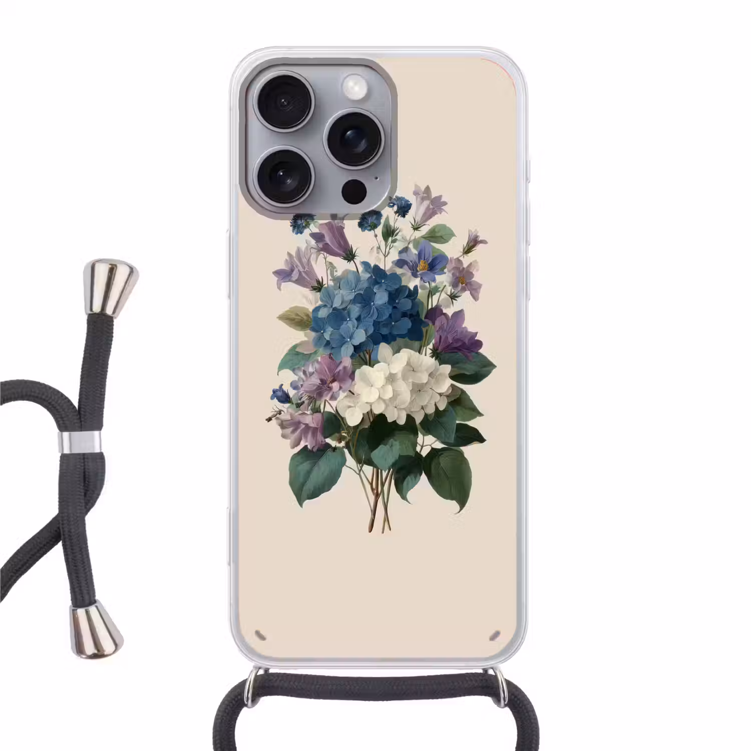 Bloemen - Gedetailleerd - Rust - Realistisch Hoesje iPhone 16 Pro Max met koord klein -3d