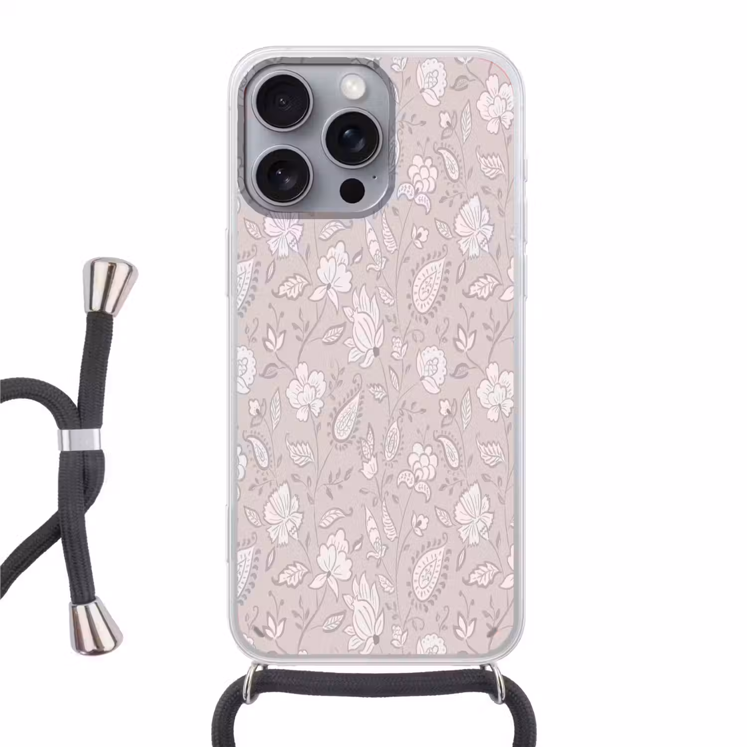 Bloemen - Getekend - Lavendel Hoesje iPhone 16 Pro Max met koord klein 804 -3d