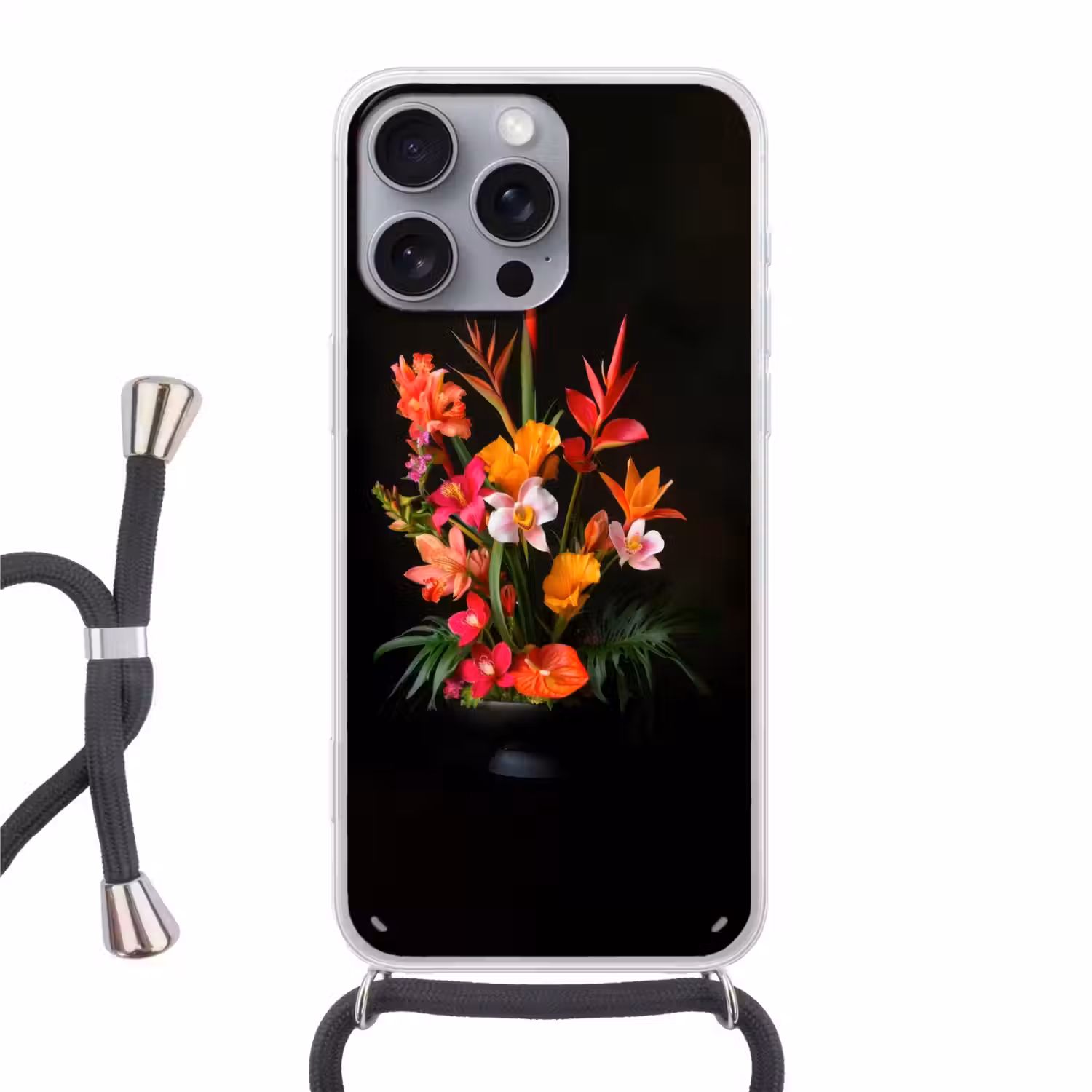 Boeket - Bloemen - Exotisch Hoesje iPhone 16 Pro Max met koord klein -3d