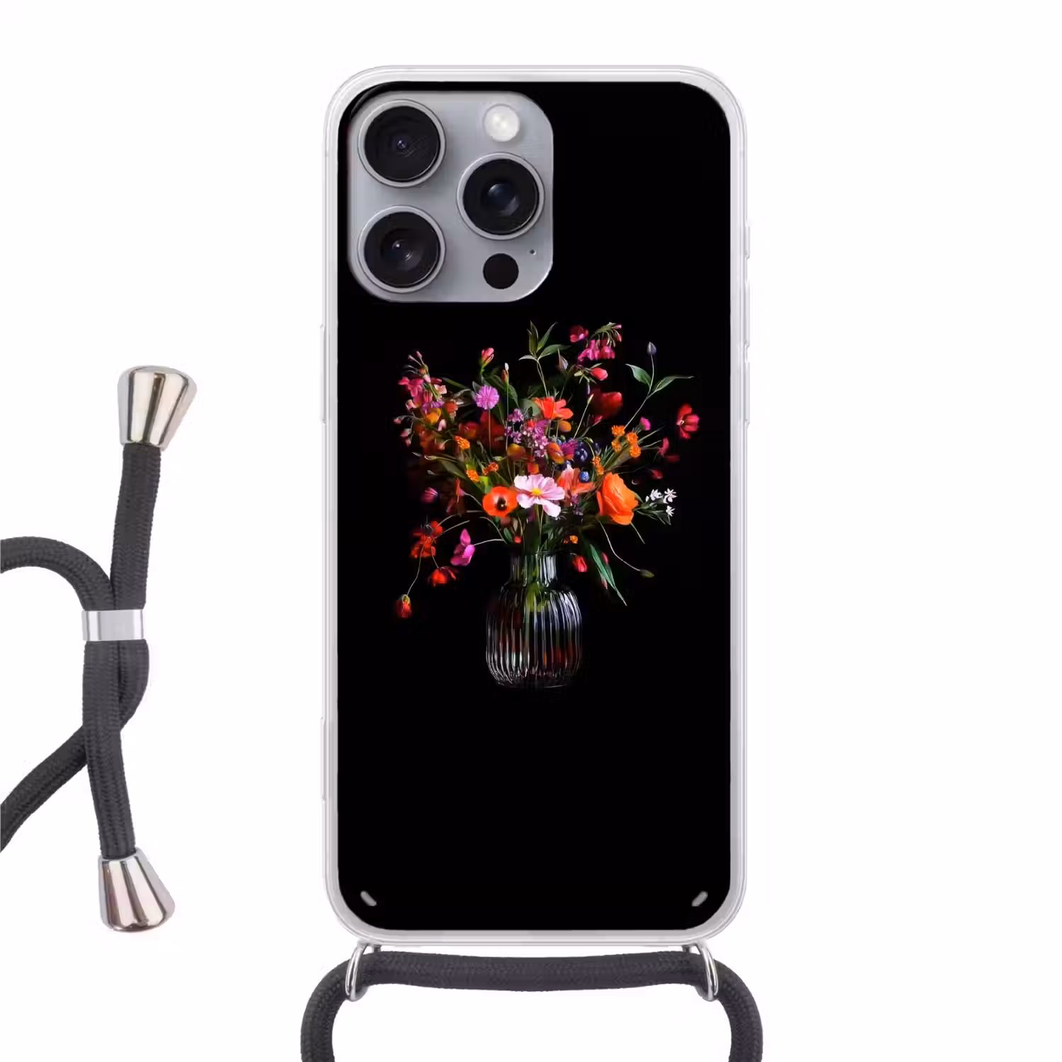 Boeket - Veldbloemen - Vaas Hoesje iPhone 16 Pro Max met koord klein -3d